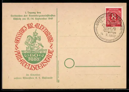 AK Gössnitz, 1. Tagung des Verbandes der Sammlergemeinschaften 1947