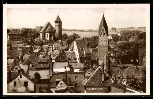 AK Kaufbeuren, Stadtansicht mit Kirche und Turm