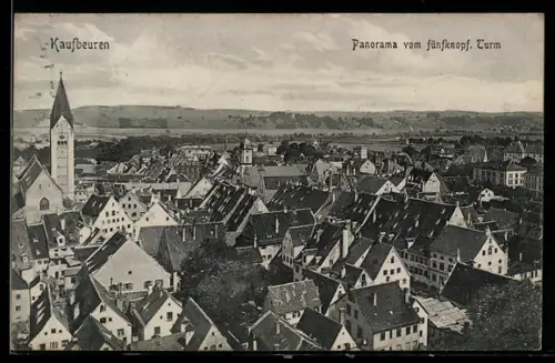 AK Kaufbeuren, Ortspanorama vom Fünfknopfturm