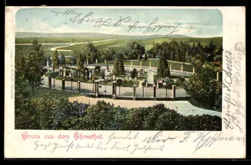 AK Saarbrücken, Ehrenthal Friedhof aus der Vogelschau