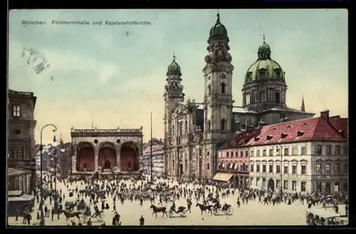 AK München, Feldherrnhalle, Kajetanshofkirche