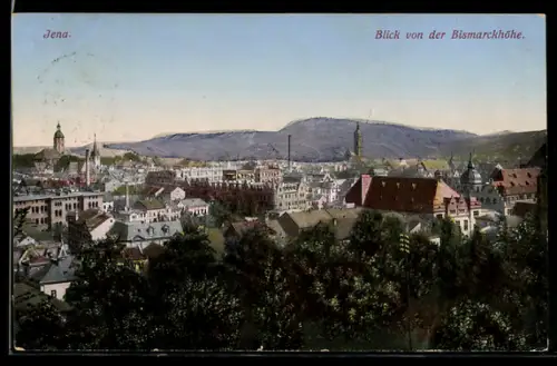 AK Jena, Blick von der Bismarckhöhe auf die Stadt