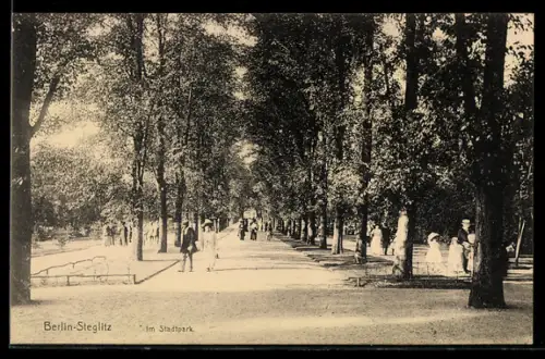 AK Berlin-Steglitz, Stadtpark, Promenade