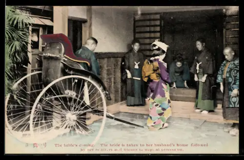 AK Japanische Braut im Kimono kommt an