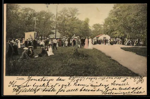 AK Laxön, Sommerliches Volksfest in einem Park, mit Gebäuden
