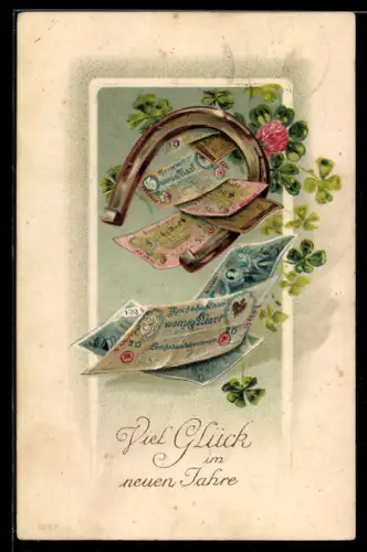 AK Ein glückliches Neues Jahr!, Geld und Hufeisen