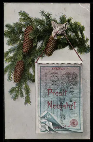 AK Reichsbanknote als Neujahrsgruss