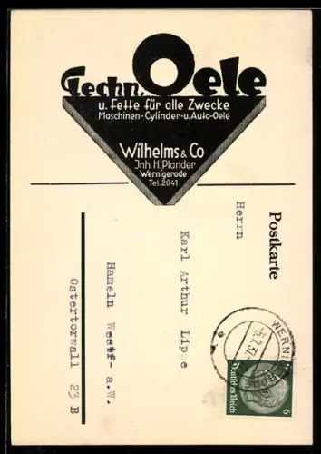 AK Wernigerode, Wilhelms & Co., Technische Oele und Fette