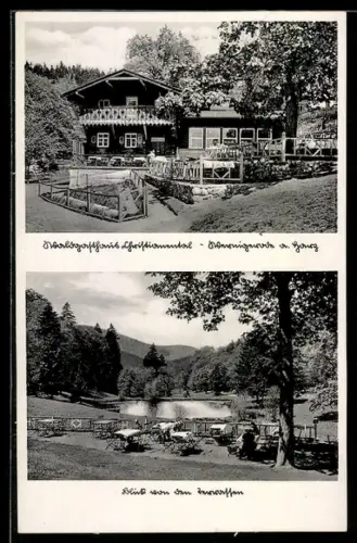 AK Wernigerode a. Harz, Waldgasthaus Christianental, Blick von den Terrassen