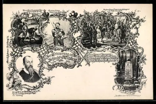 AK Mühlberg a. d. Elbe, Zur Erinnerung an die Schlacht bei Mühlberg, Denkstein beim Vorwerk Kiebitz