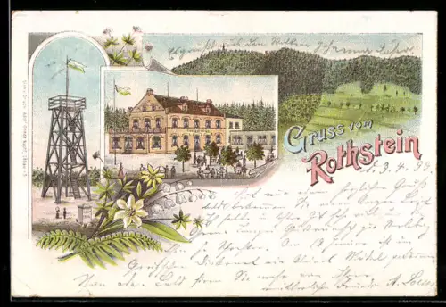 Lithographie Rothstein, Restaurant, Aussichtsturm, Panorama
