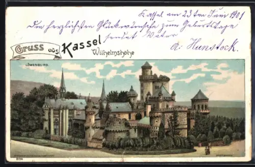 Lithographie Kassel-Wilhelmshöhe, Löwenburg