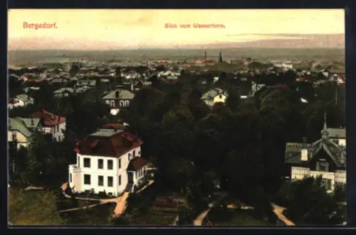 AK Bergedorf, Blick vom Wasserturm auf den Ort
