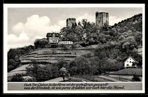 AK Bühl im Schwarzwald, Burgruine Alt-Windeck, Ausflugsort, Pension