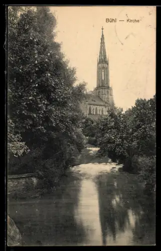 AK Bühl, Kirche vom Wasser aus