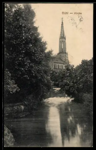 AK Bühl, Kirche, Ansicht vom Wasser