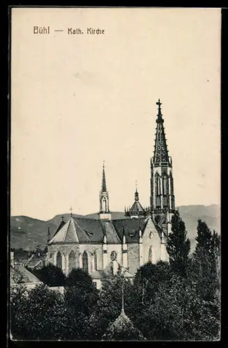 AK Bühl, Katholische Kirche aus der Vogelschau