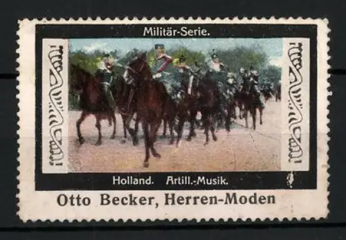Reklamemarke Holland, Militär-Serie Artillerie-Musik, Militärparade auf Pferden