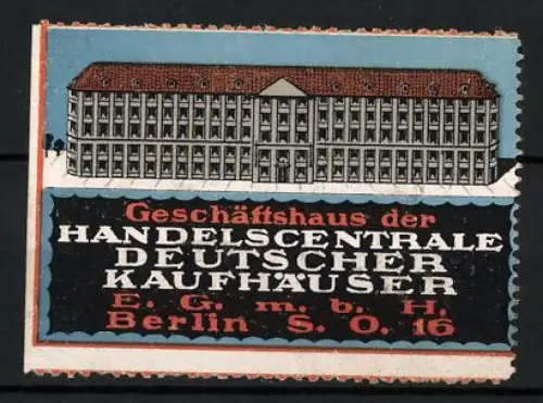 Reklamemarke Berlin, Geschäftshaus der Handelscentrale Deutscher Kaufhäuser, Gebäudeansicht