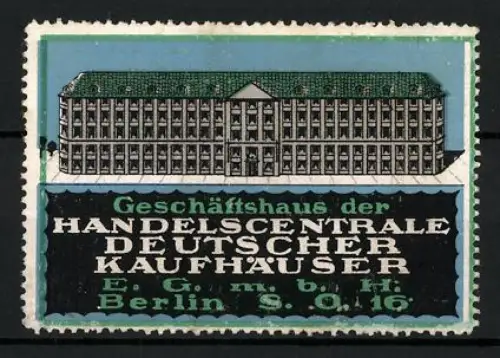 Reklamemarke Berlin, Geschäftshaus der Handelscentrale Deutscher Kaufhäuser, Gebäudeillustration