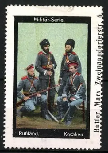 Reklamemarke Russland, Militär-Serie, Kosaken in Uniform