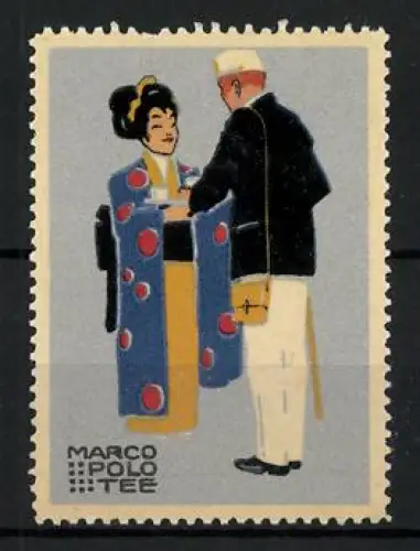 Reklamemarke Marco Polo Tee, Begegnung, Geisha und Europäer
