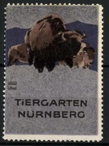 Künstler-Reklamemarke Ludwig Hohlwein, Tiergarten Nürnberg, Bison