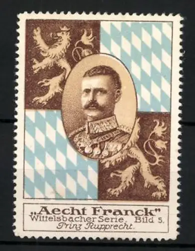 Reklamemarke Aecht Franck Kaffee, Prinz Rupprecht von Bayern, Wittelsbacher Serie Bild 5, bayerisches Wappen