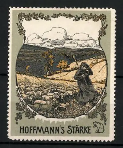Reklamemarke Bad Salzuflen, HOFFMANN`S STÄRKE, Schäfer mit Herde
