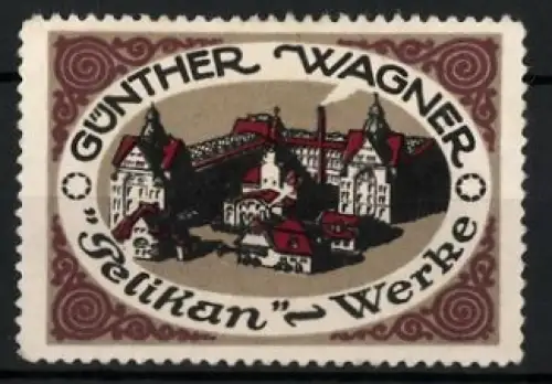 Reklamemarke Hannover, Günther Wagner Pelikan-Werke, Gebäudeansicht