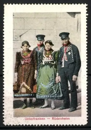 Reklamemarke Unterfranken, Rüdenheim, traditionelle Trachten