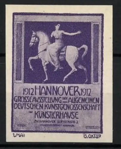 Reklamemarke Hannover, Grosse Ausstellung der Kunstgenossenschaft 1912, Reiterstatue