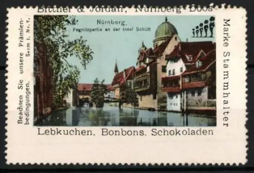 Reklamemarke Nürnberg, Pegnitzpartie an der Insel Schütt