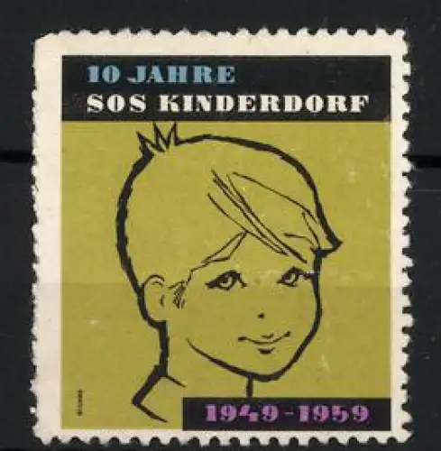 Reklamemarke 10 Jahre SOS Kinderdorf, 1949-1959, Kinderportrait