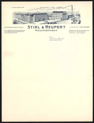 Rechnung Chemnitz, Stirl & Reupert, Maschinenfabrik, Ansicht der Fabrik