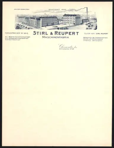Rechnung Chemnitz, Stirl & Reupert Maschinenfabrik, Werksgelände