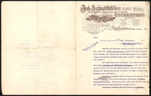 Rechnung Schifferstadt 1917, Joh. Schotthöfer, Wagen- und Maschinen-Fabrik, Blick auf das Werk