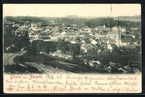 AK Zwettl, Teilansicht mit Kirche