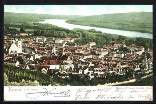 AK Krems, Gesamtansicht mit Donau