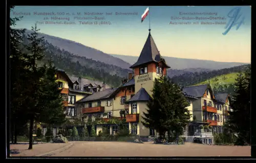 AK Bühl, Strassenpartie mit Kurhaus Hundseck