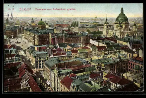 AK Berlin, Panorama vom Rathausturm gesehen
