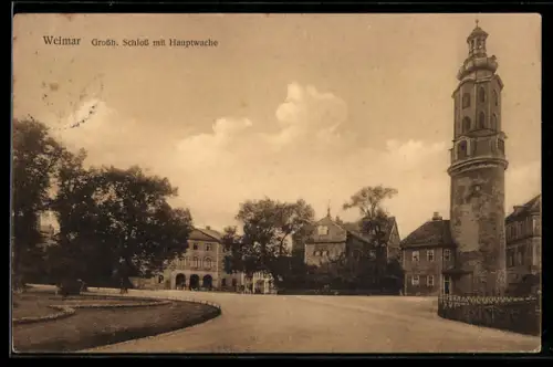 AK Weimar, Grossh. Schloss mit Hauptwache