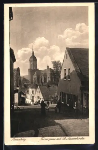 AK Annaberg, Turnerstrasse mit St. Annenkirche