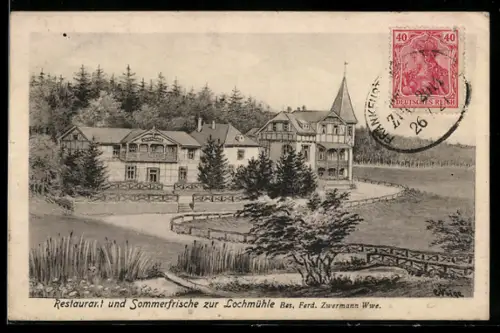 AK Lochmühle, Restaurant zur Lochmühle, Bes. Ferd. Zwermann Wwe.