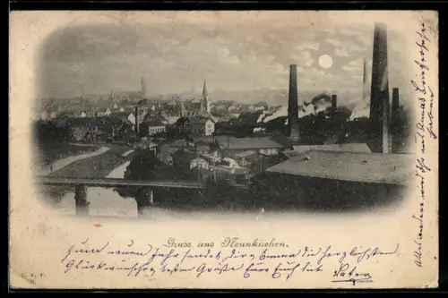 AK Neunkirchen, Ortsansicht mit Fabriken und Brücke