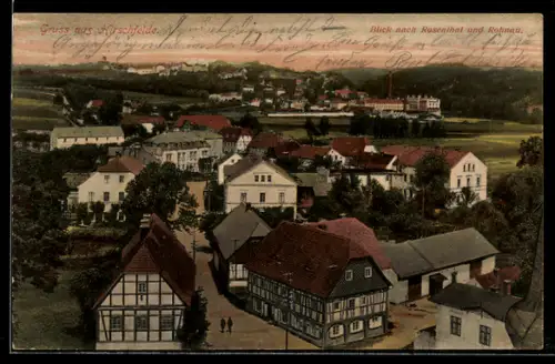 AK Hirschfelde, Strassenpartie mit Blick nach Rosenthal und Rohnau
