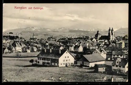 AK Kempten, Stadtansicht mit Gebirge