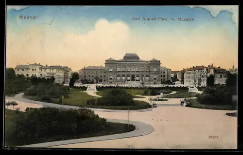 AK Weimar, Karl August-Platz mit Museum
