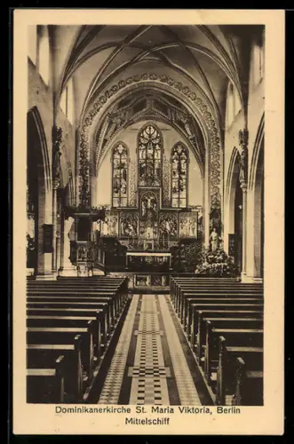 AK Berlin, Dominikanerkirche St. Maria Viktoria, Mittelschiff, Karlstrasse, jetzt Reinhardtstrasse (abgerissen 1938)