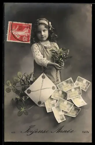 AK Mädchen mit vielen Einhundert Francs-Scheinen